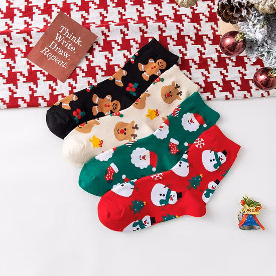 Calcetines de Navidad personalizados para mujer, diseño de precio de fabricación, regalo de alta calidad, calcetines de vacaciones