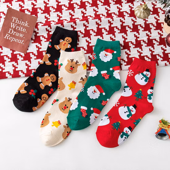 Manufacture Price Design Women Christmas Socks High Quality Gift Custom Holiday Socks