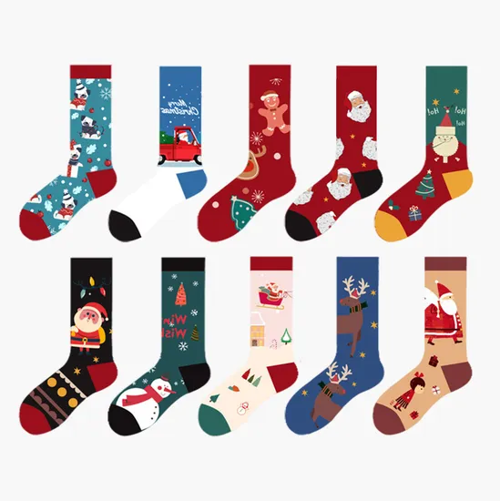 Manufacture Price Design Women Christmas Socks High Quality Gift Custom Holiday Socks