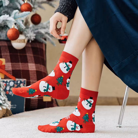 Manufacture Price Design Women Christmas Socks High Quality Gift Custom Holiday Socks