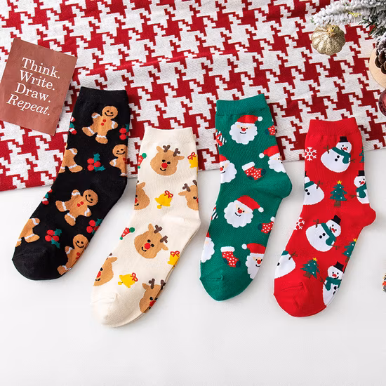 Manufacture Price Design Women Christmas Socks High Quality Gift Custom Holiday Socks