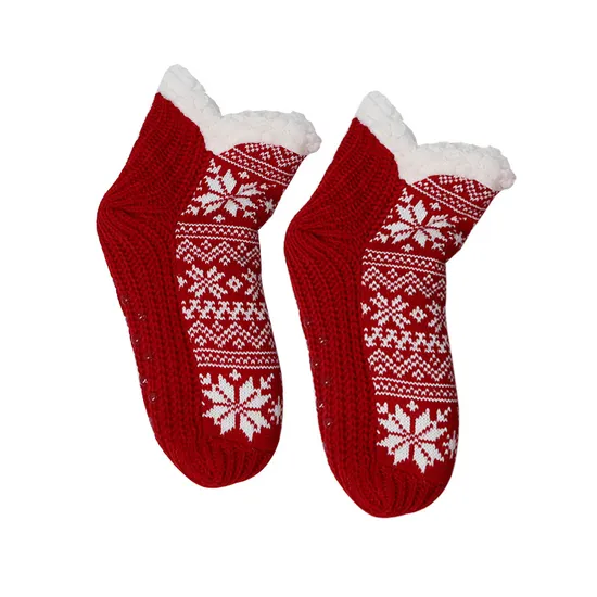 Calcetines térmicos navideños para mujer, zapatillas de invierno de felpa con suelo suave, antideslizantes, calcetín corto esponjoso