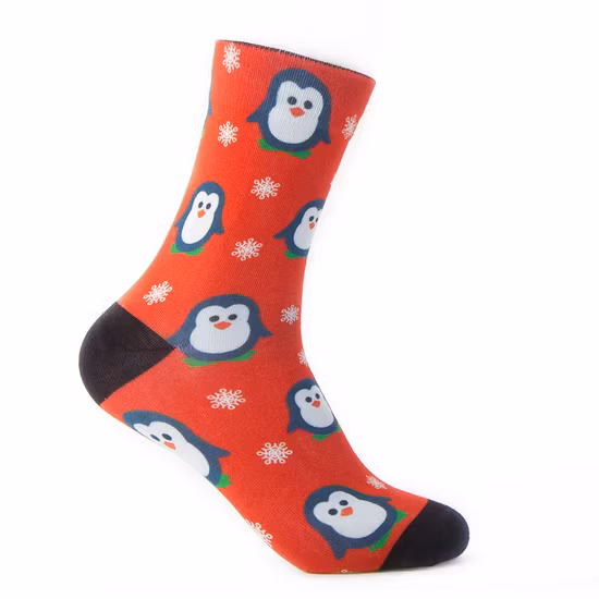 Calcetines impresos digitales personalizados unisex del festival de Navidad rojos