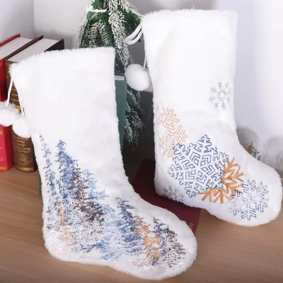 Calcetines de regalo con copos de nieve para niños, vacaciones, árbol de Navidad